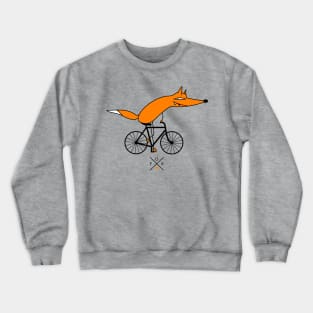 Smart fox rides a bicycle Crewneck Sweatshirt